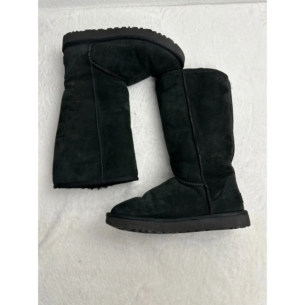 UGG Classic Tall II Black Suede Sheepskin Boots 1016224 Womens Size 9